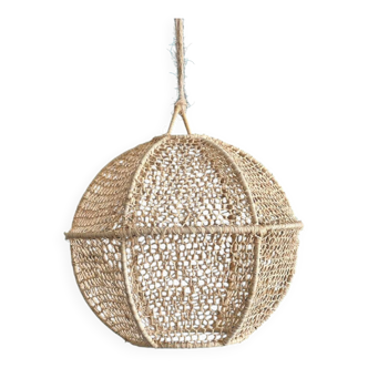 raffia ball pendant light, wicker pendant light, light fixture, raffia lampshade