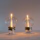 Pair of solid clear crystal candlesticks in modern Scandinavian style Orrefors Sweden