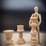 Trio turned wood candlesticks