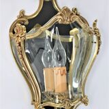 Pair of Louis XV style appliques in solid bronze & curved glass