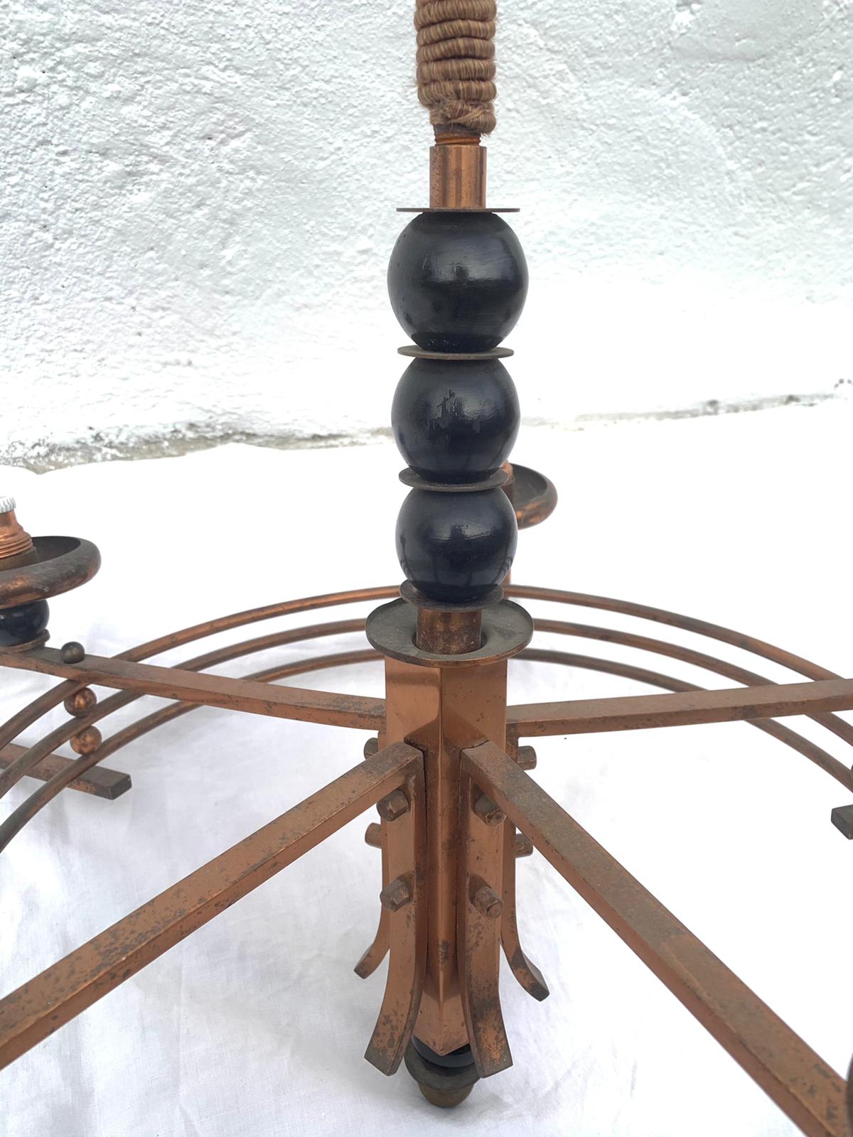 Bronze chandelier 5 lights 1950/1960