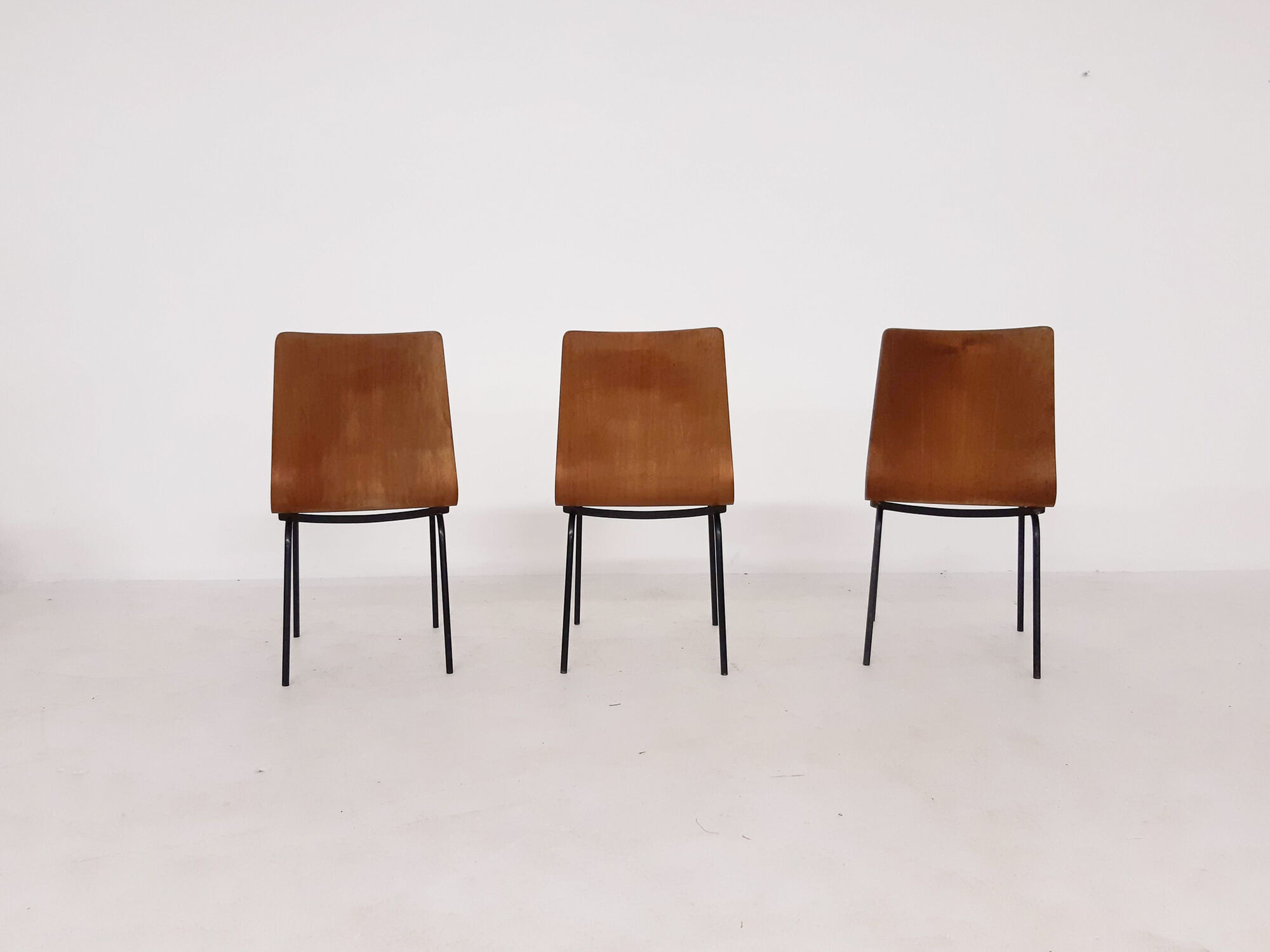 Set of 3 plywood Euroika dining chairs by Friso Kramer for Auping
