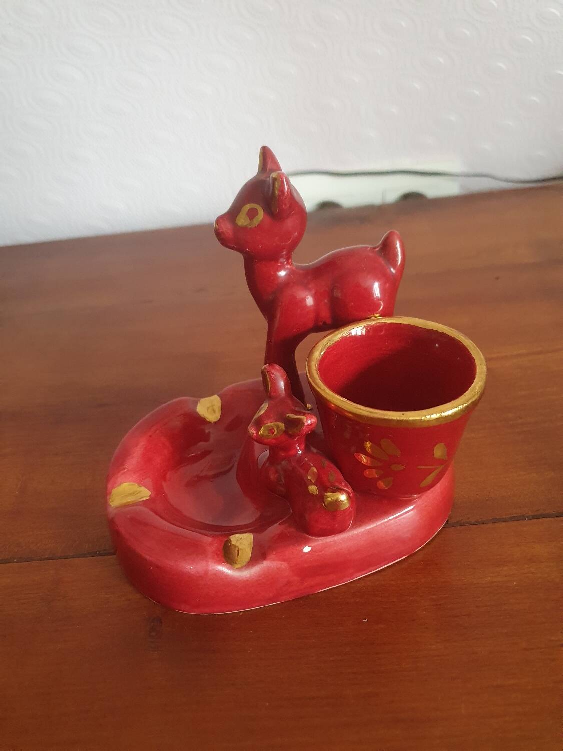 Bambi fawn cigarette holder ashtray in vintage Vallauris ceramic