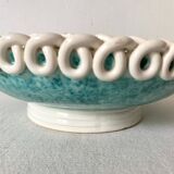 Sainte Radegonde turquoise ceramic dish from the 50s
