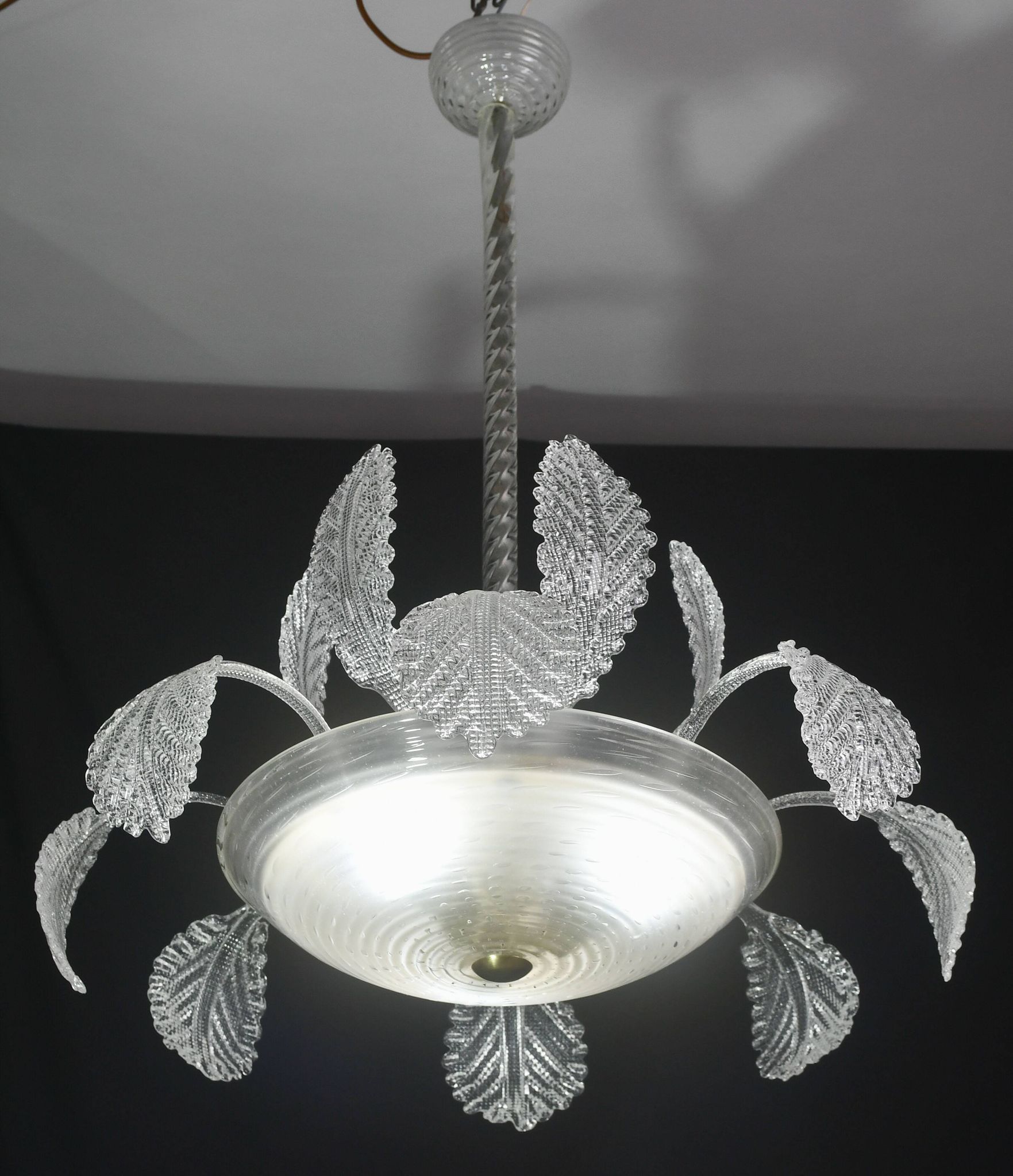 Art Deco Barovier e Toso Chandelier, Murano Glass, 1940s