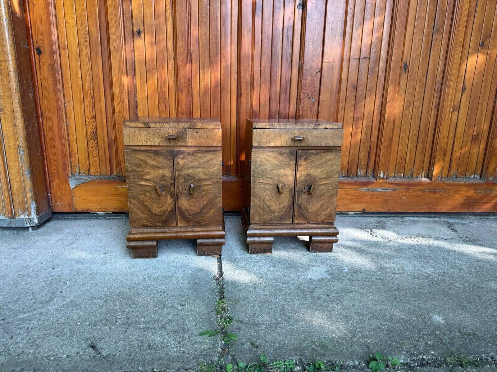 Austrian Art Deco chests in walnut veneer, 1920s, set of 2