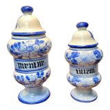Set of 2 earthenware apothecary pots