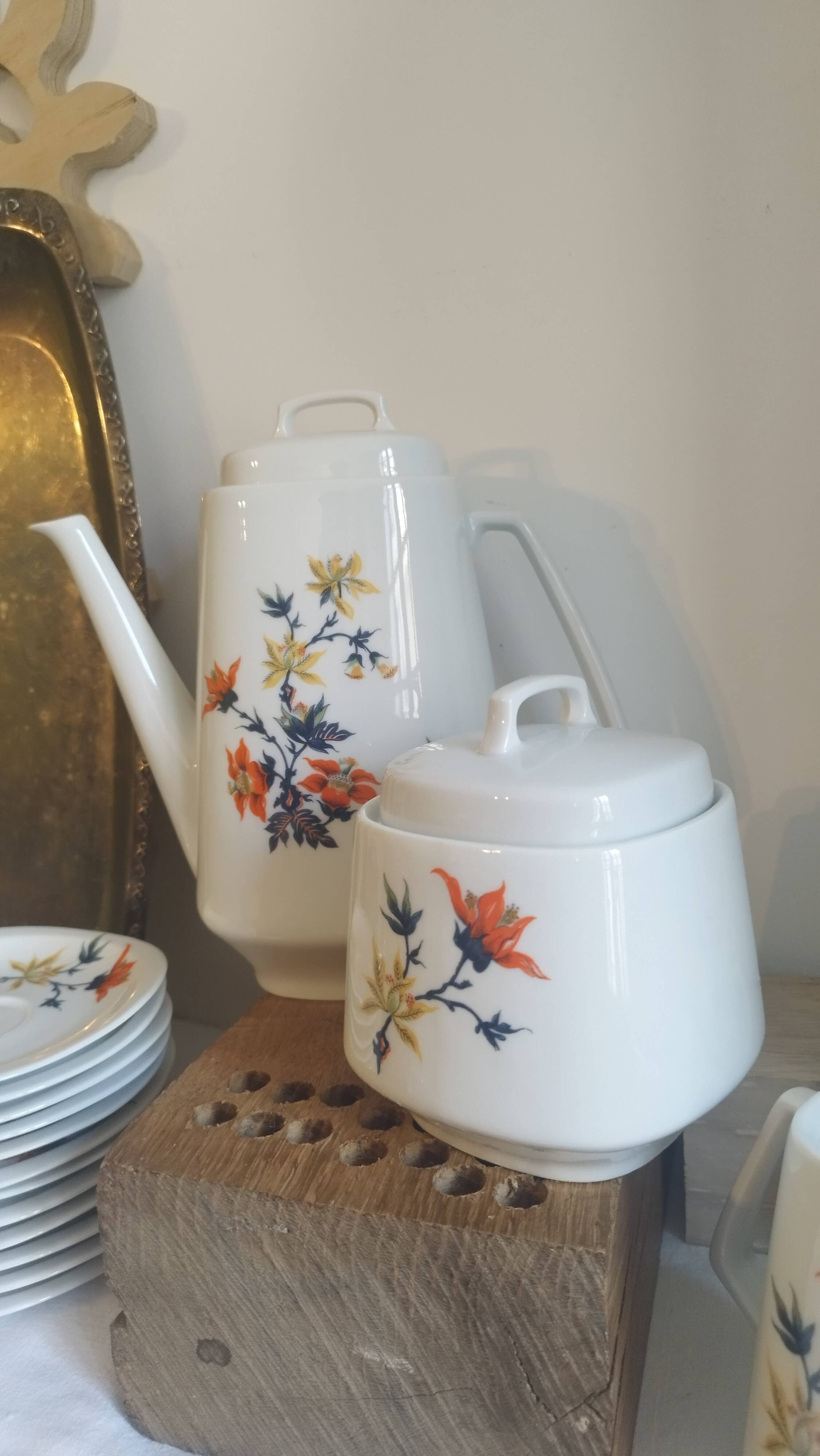 French floral porcelain coffee service