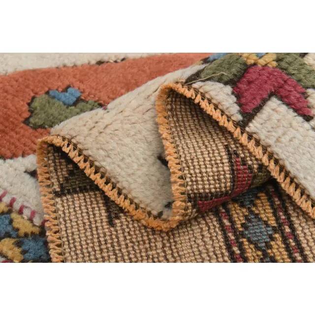 1970s Vintage Turkish Oushak Handmade Wool Cotton Orange Area Rug 175x329