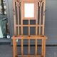 Large clothing rack/bistro mirror coat rack in oak - France 1950