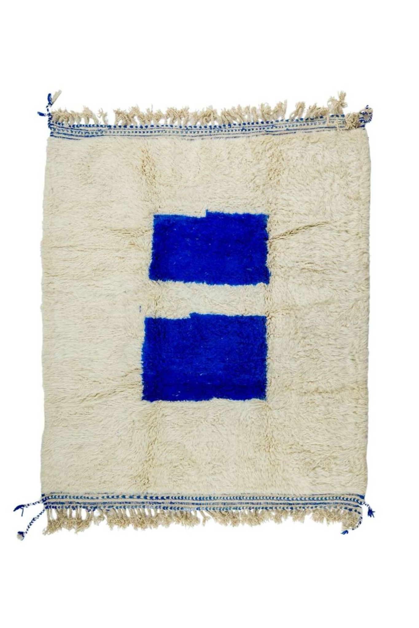 Modern Moroccan Berber Rug Klein Blue and White