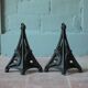 Art Nouveau pair of andirons in cast iron in the style of Hector Guimard, decor.