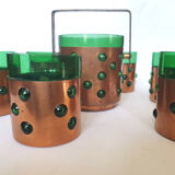 1950s whiskey glasses and ice bucket