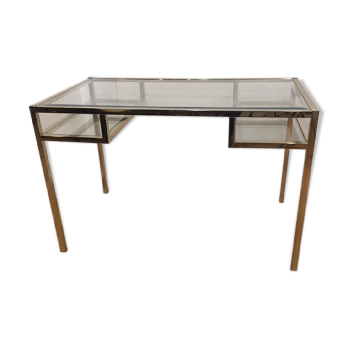 Glass and brass desk