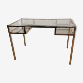 Bureau en verre et laiton