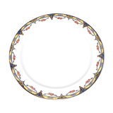 Round dish in Limoges porcelain - W. GUERIN & Cie 1900 - decoration floral garlands