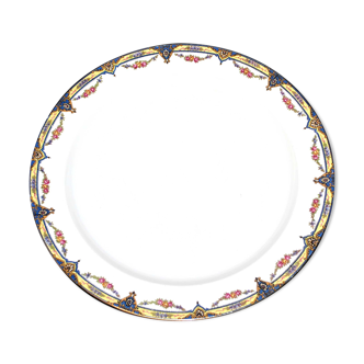 Round dish in Limoges porcelain - W. GUERIN & Cie 1900 - decoration floral garlands