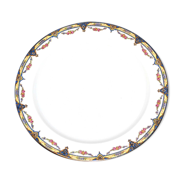 Round dish in Limoges porcelain - W. GUERIN & Cie 1900 - decoration floral garlands