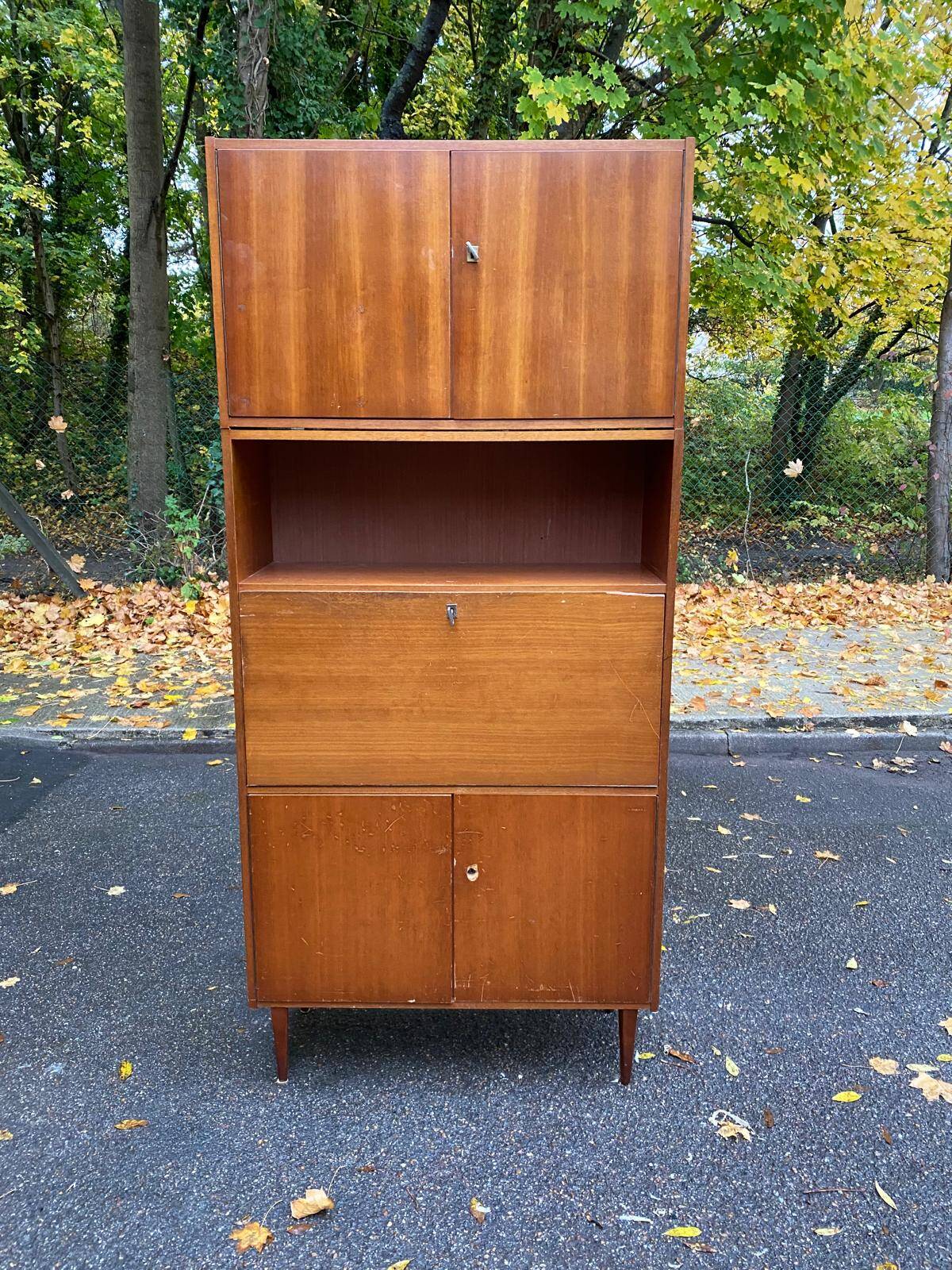 Vintage Scandinavian oak secretary desk, 1950s