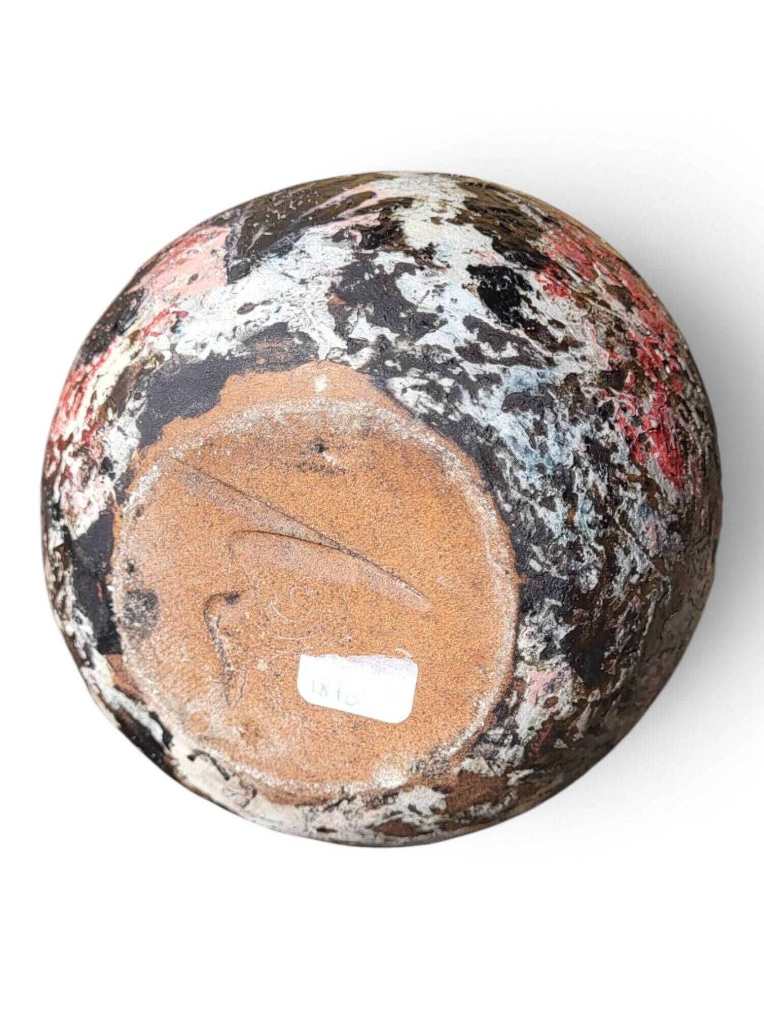 Round stoneware vase by David Whitehead, La Borne, polychrome.