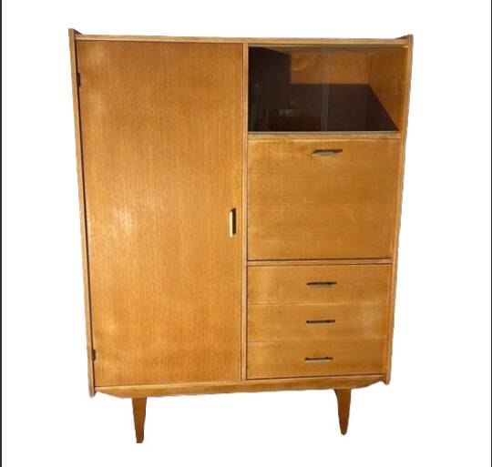 Vintage Scandinavian teak bookcase, vintage office cabinet secretary