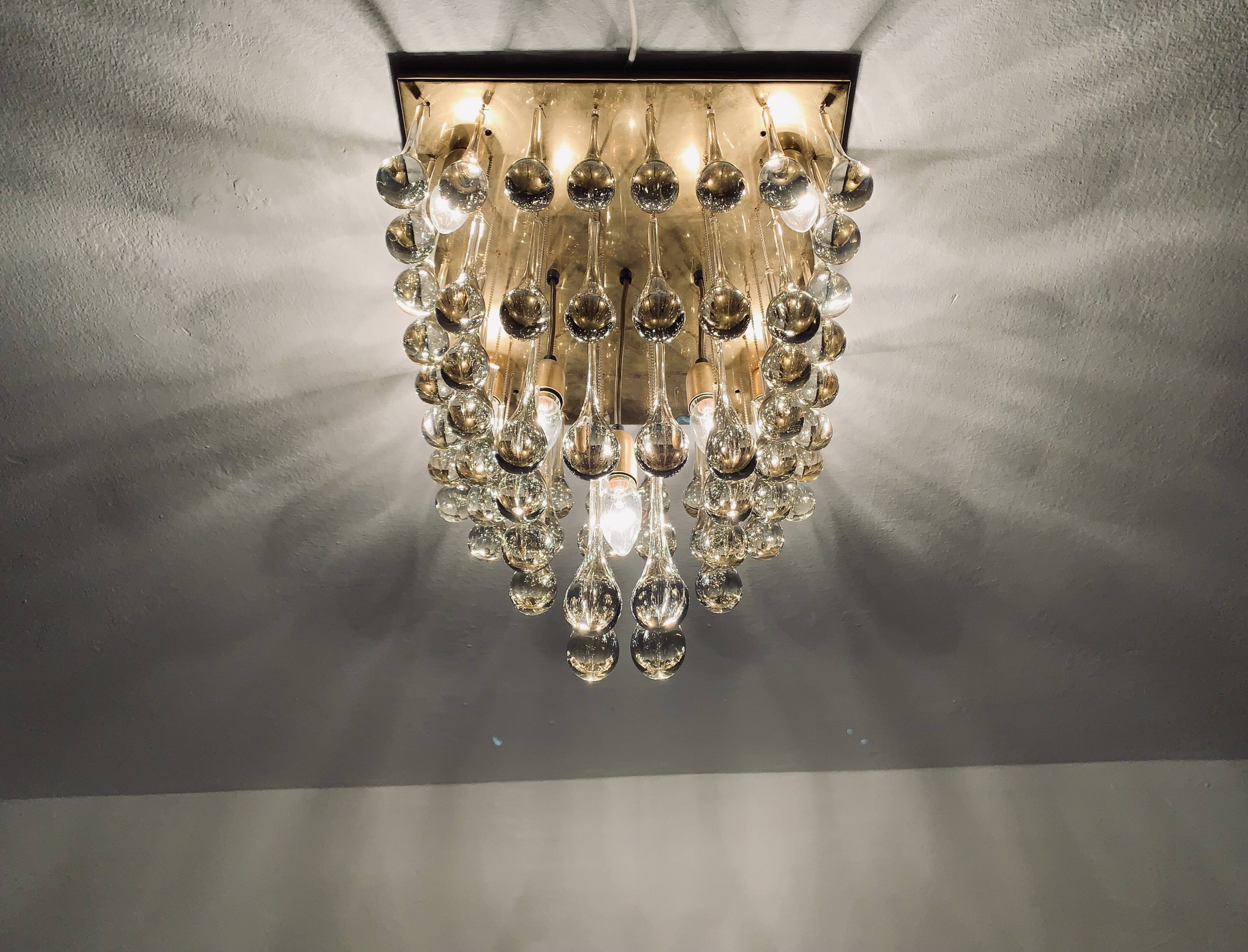 Chandelier en verre Flush par Ernest Palme
