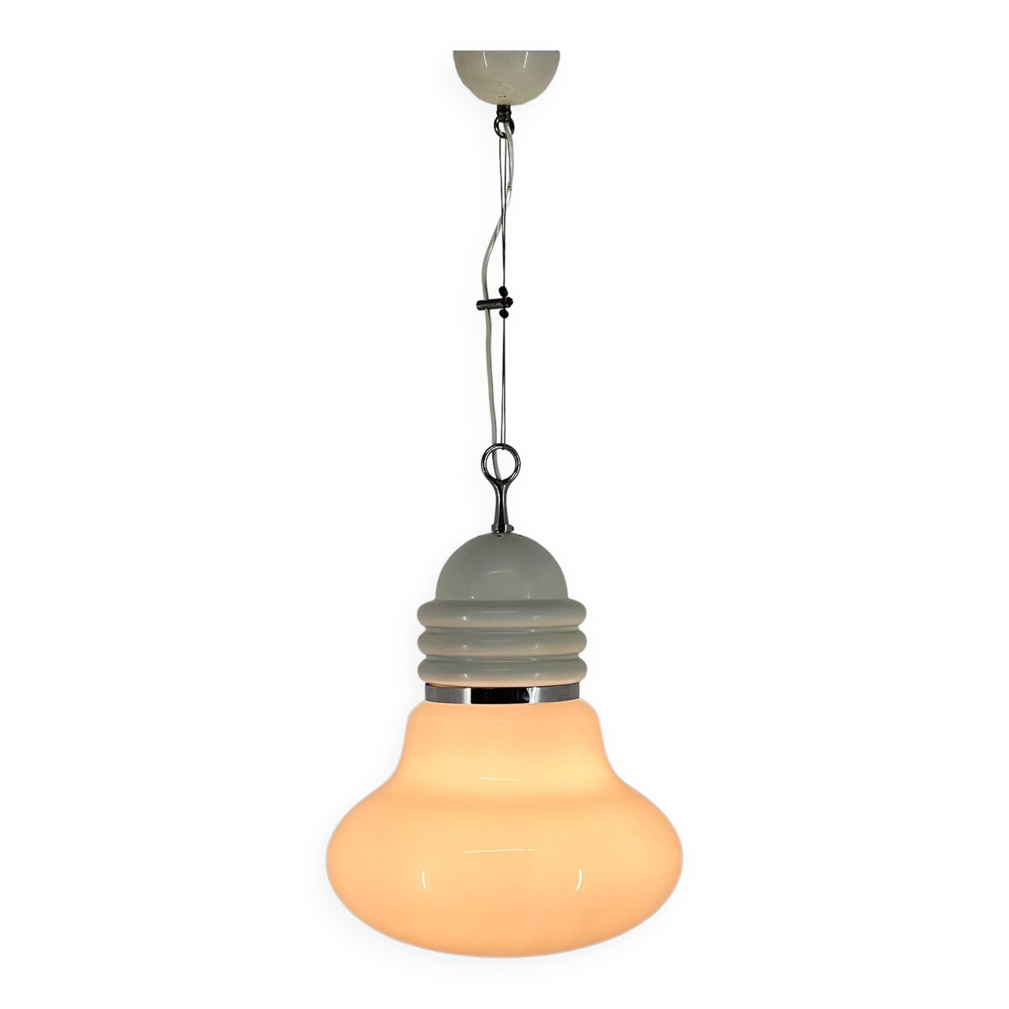 1960s Metal & Milk Glass Pendant Light, Italy