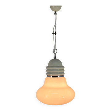 1960s Metal & Milk Glass Pendant Light, Italy