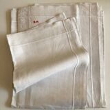 Pair of pillowcases of linen canvas trousseau 1960 modernist reserve linen