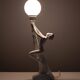 Art Deco White Ceramic naked Woman lamp Globe Italy 1970s