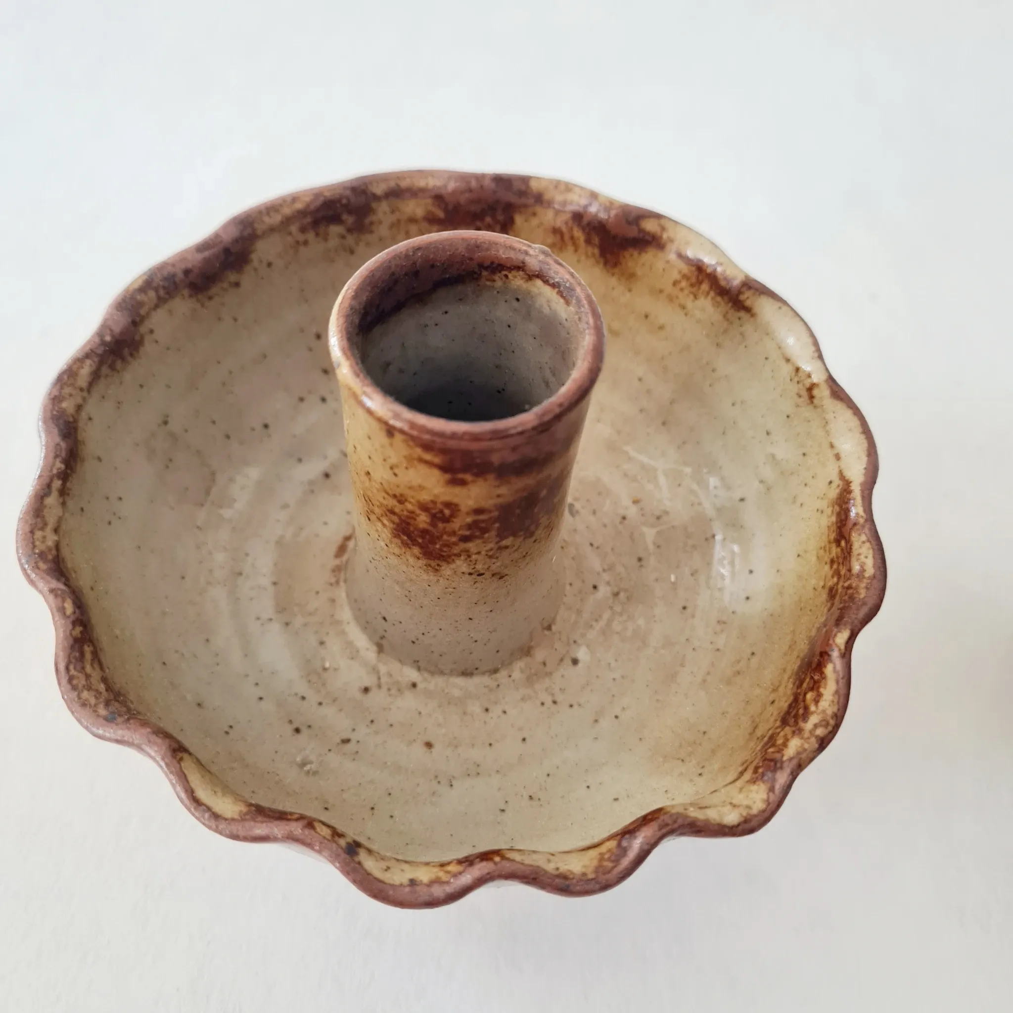 Pair of antique candlesticks / candle holders in stoneware – 1960s/70s