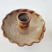 Pair of antique candlesticks / candle holders in stoneware – 1960s/70s