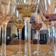 10 coloured glass stemmed glasses