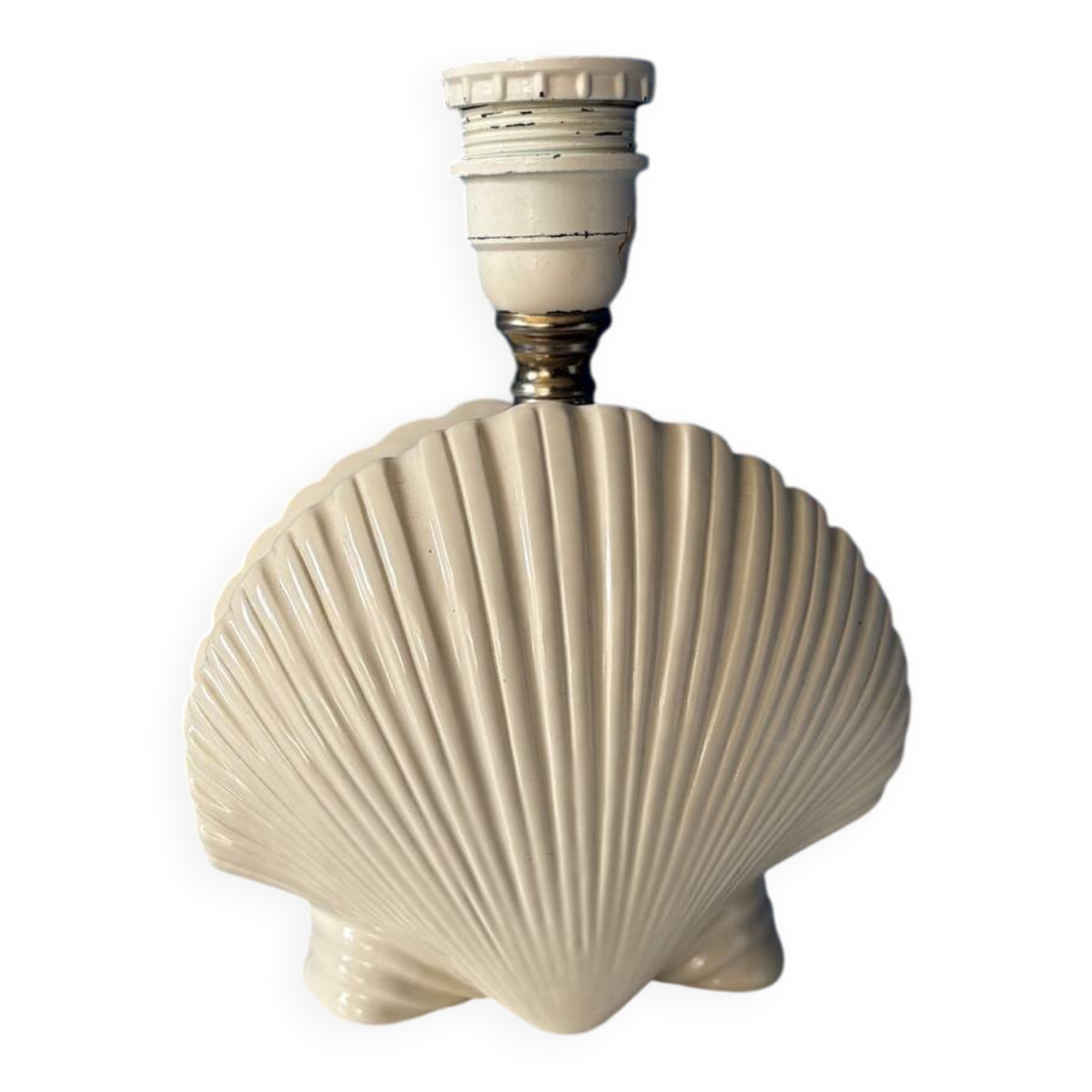 Vintage ceramic shell lamp base - Cream white - Bo style