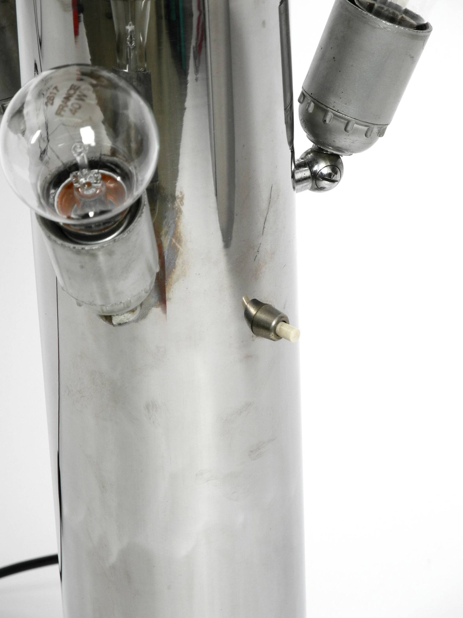 Heavy huge XXL 1970s metal chrome table lamp with metal shade | Heigh 75 cm