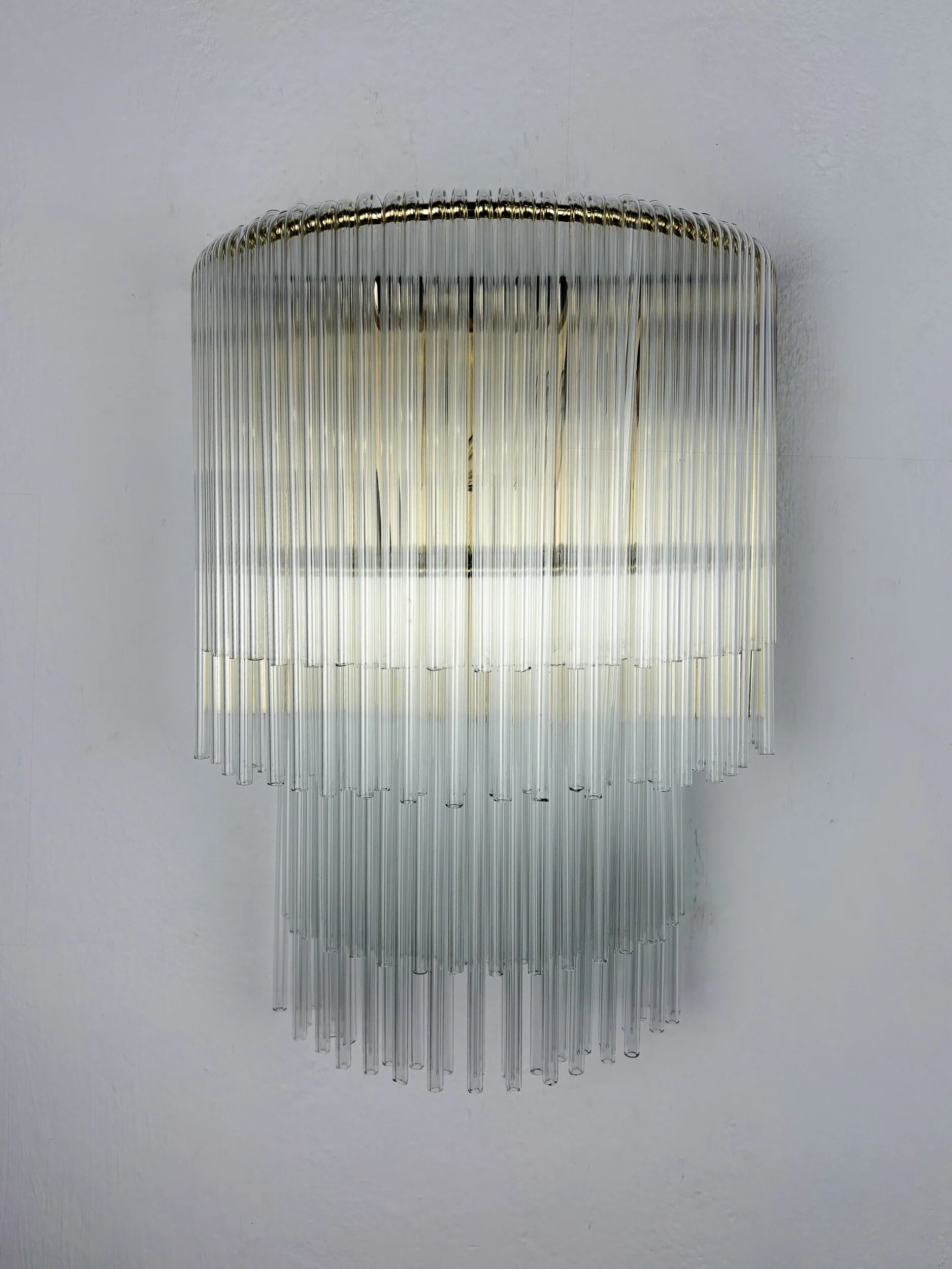 2-tier Venini tubular wall sconce, hand-blown Murano glass, Italy, 1970s