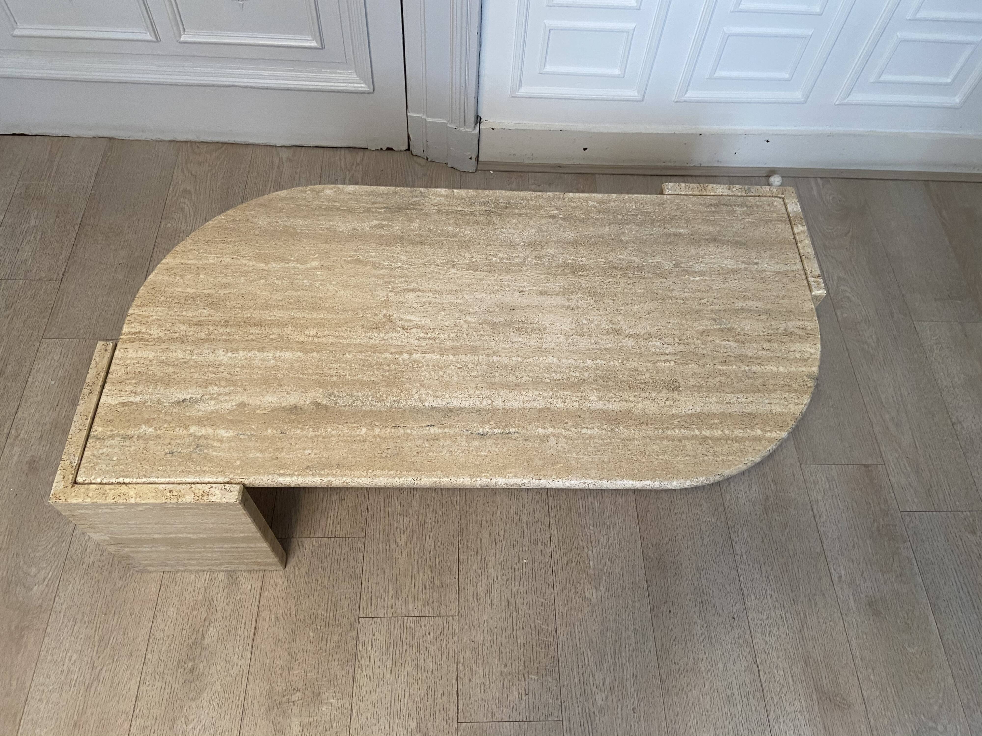 Drop of water coffee table in travertine, 1970