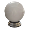 Plafonnier applique ancien globe opaline blanc socle métal chrome Art déco 1930 ø 20 cm TBE