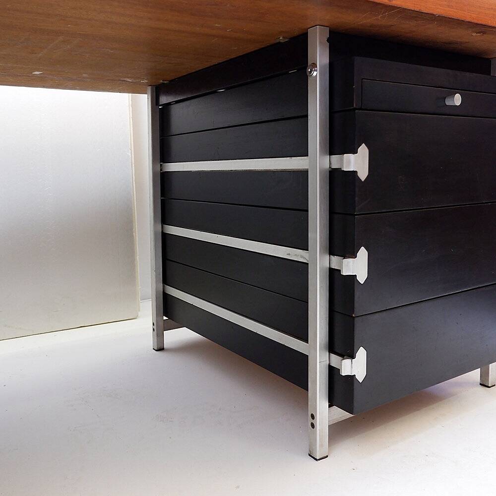 Boomerang desk with 2 drawer units Bergwood and wooden top - 1970s