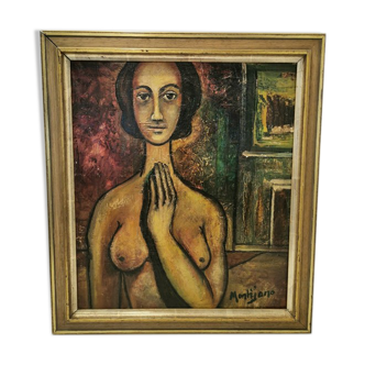 Tableau de nue , huile sur toile signée Montijano 60's