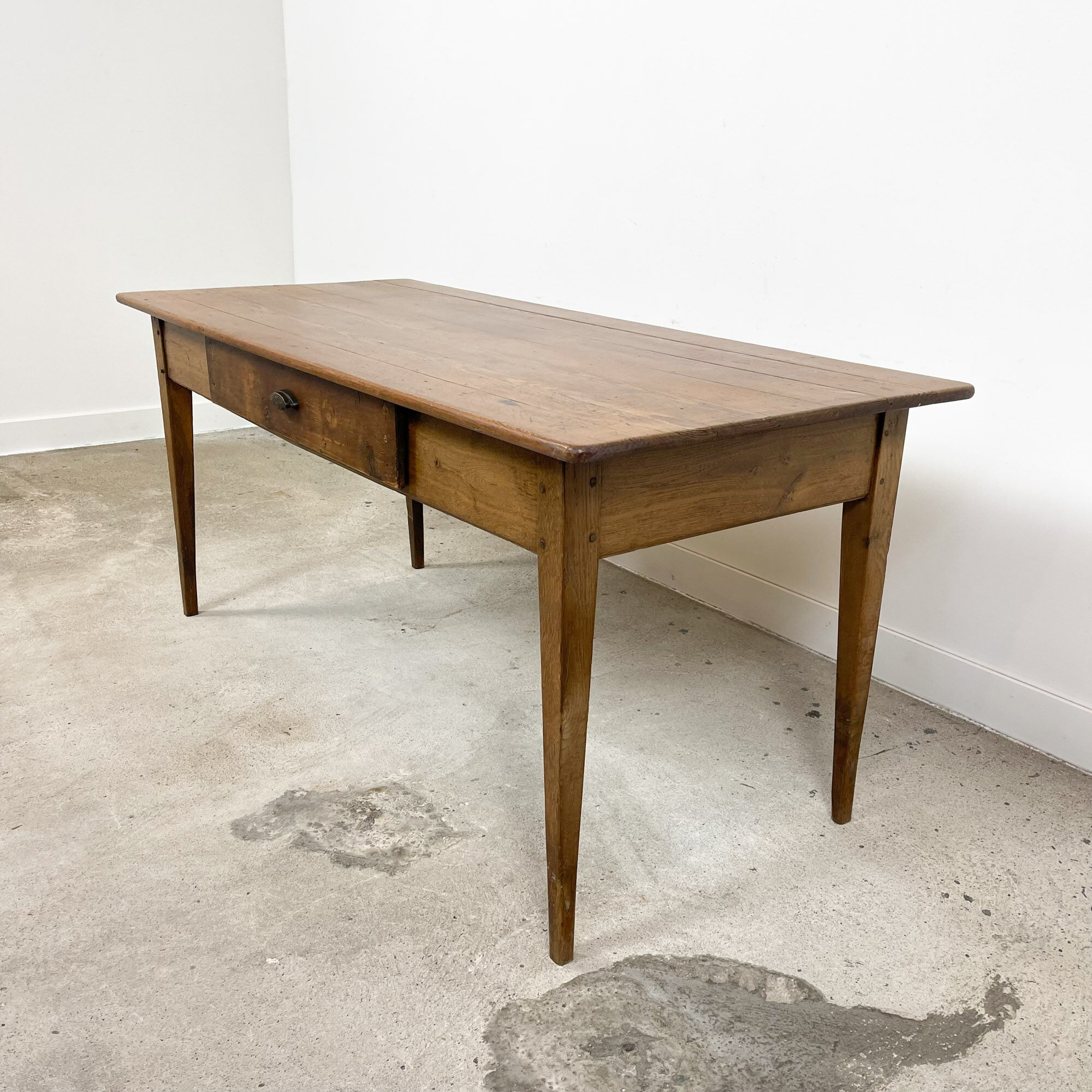 French antique dining table oak and pine