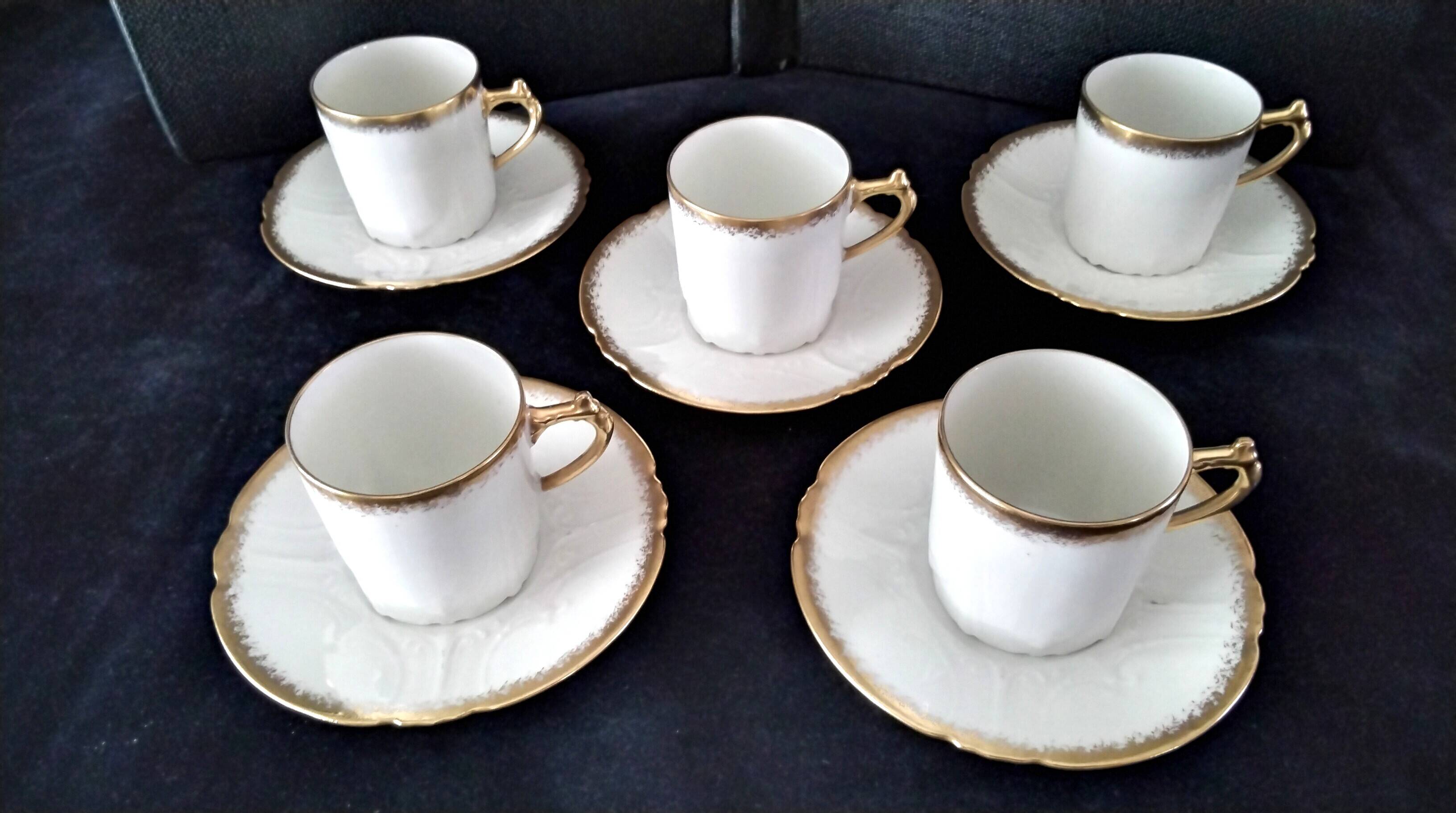5 Limoges porcelain coffee cups