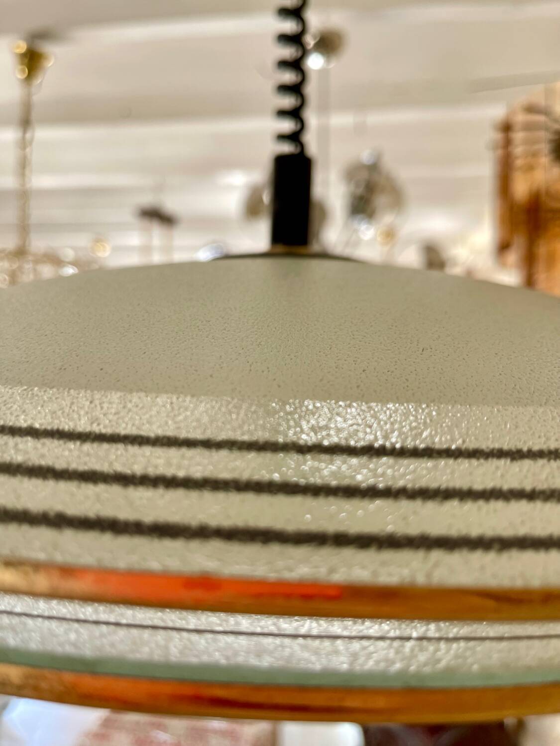 Glass and brass pendant light in the style of Pietro Chiesa, Italy 1970s