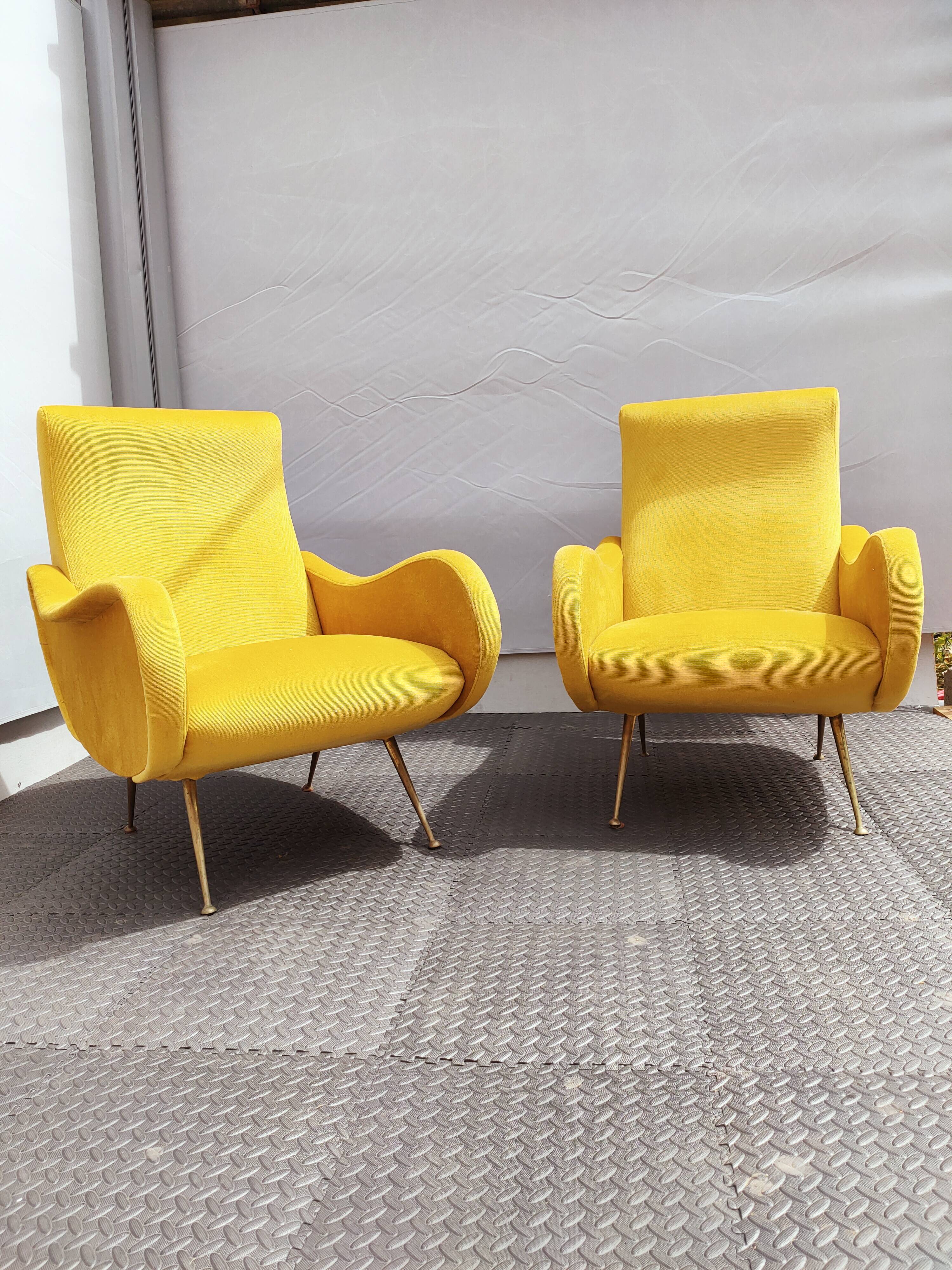 Pair of vintage organic armchairs 50s