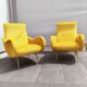 Pair of vintage organic armchairs 50s