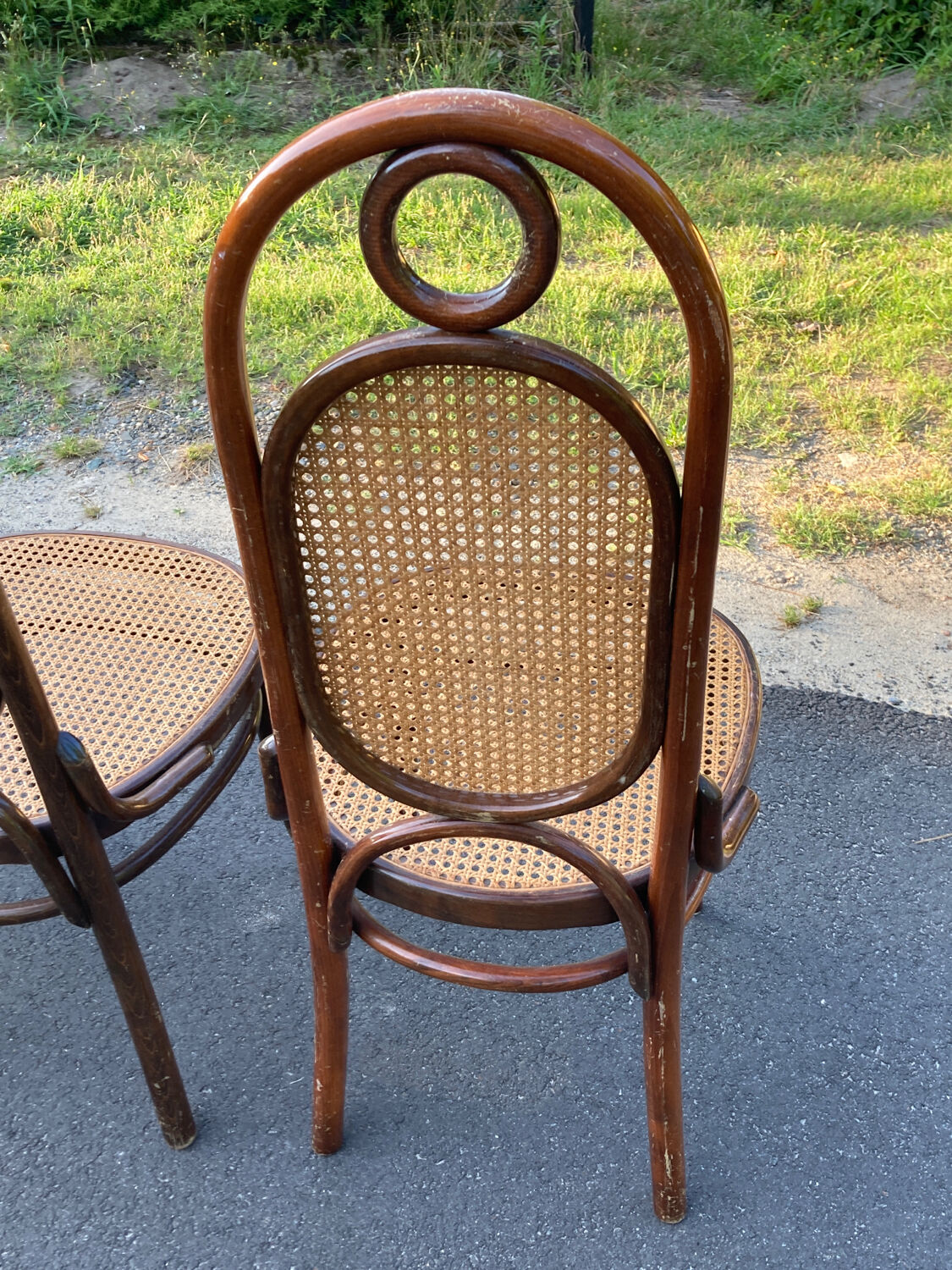 4 Salvatore Leone chairs in straw wood bistrot 1930 Thonet style