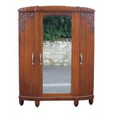 Art deco cabinet, wardrobe and shelves, carved wood cabinet, storage cabinet