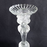 Pair of pressed molded glass candlesticks from Val St Lambert model Griffon