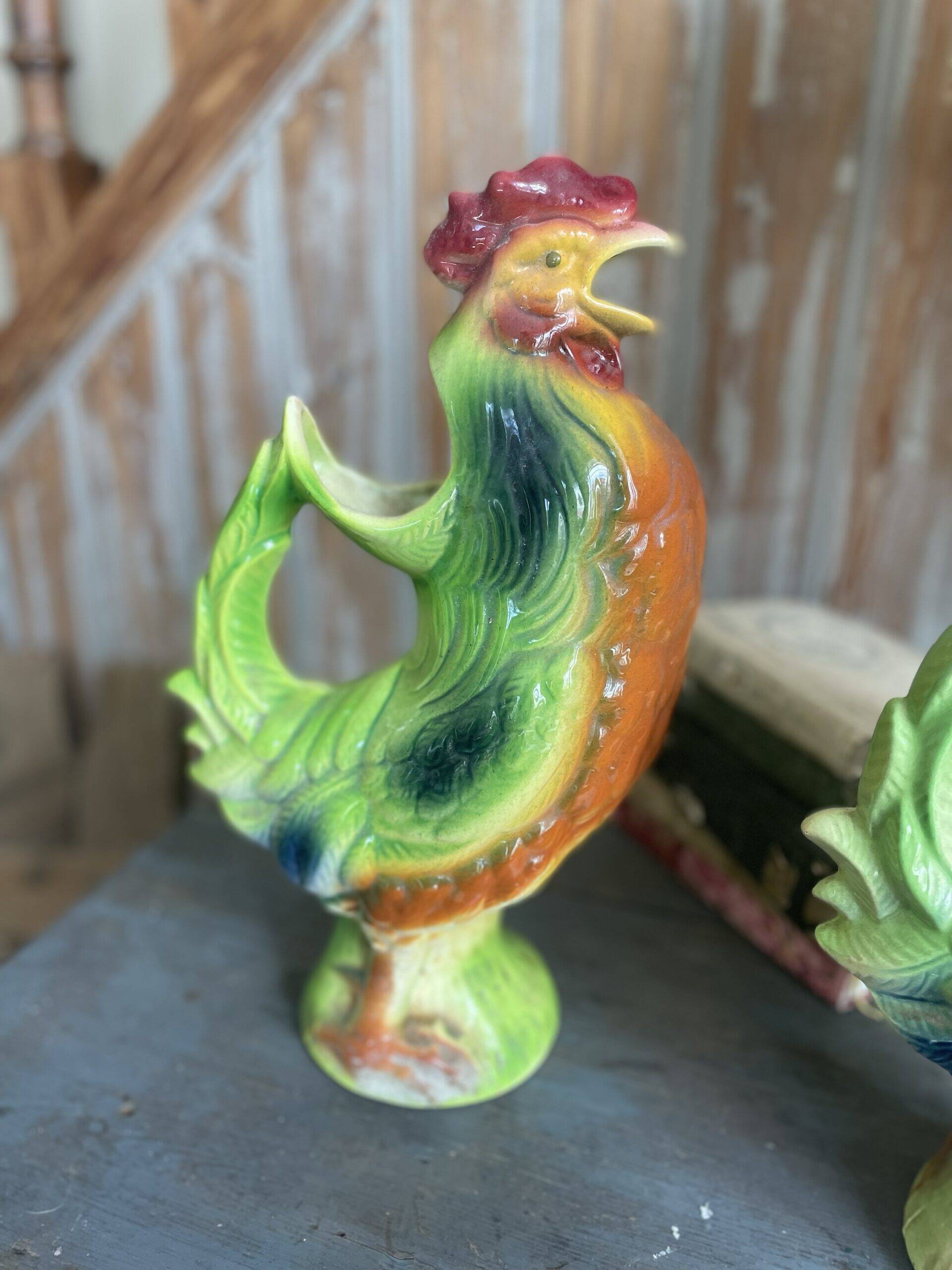 Saint-Clément rooster barbotine jug