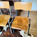 Set of 4 wood and metal chairs